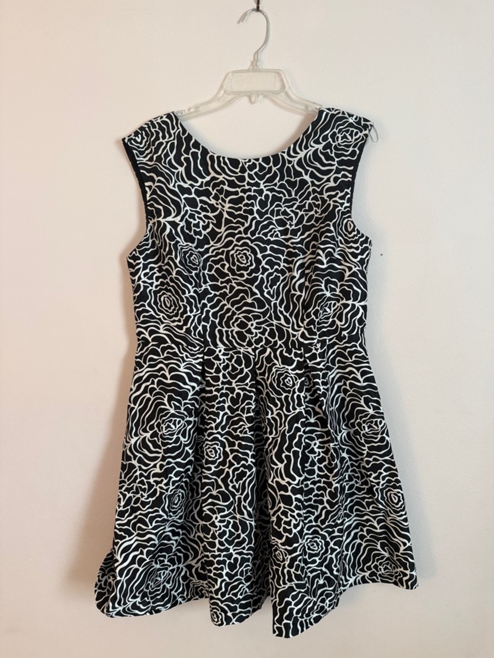 Black & White Floral Fit-and-Flare Dress